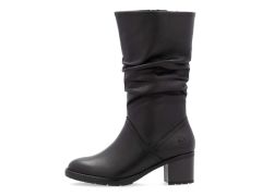 Bottes 3/4 en cuir noir effet plissé Nikita