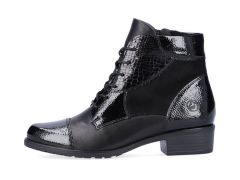 Bottines D6882 Remonte en cuir et vernis noir Chic