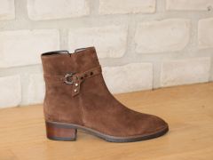 Bottines petit talon Gabor en cuir velours marron Paco