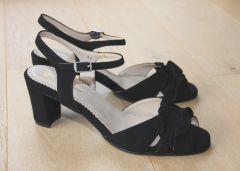 Sandales habillées en veau velours noir Vega