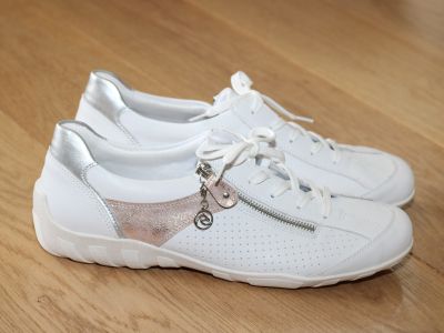 Sneakers Remonte en cuir blanc rose et argent