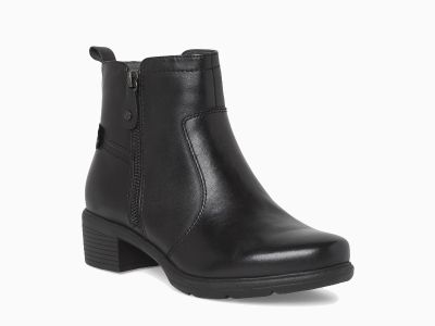 Bottines petit talon en cuir noir Bobby