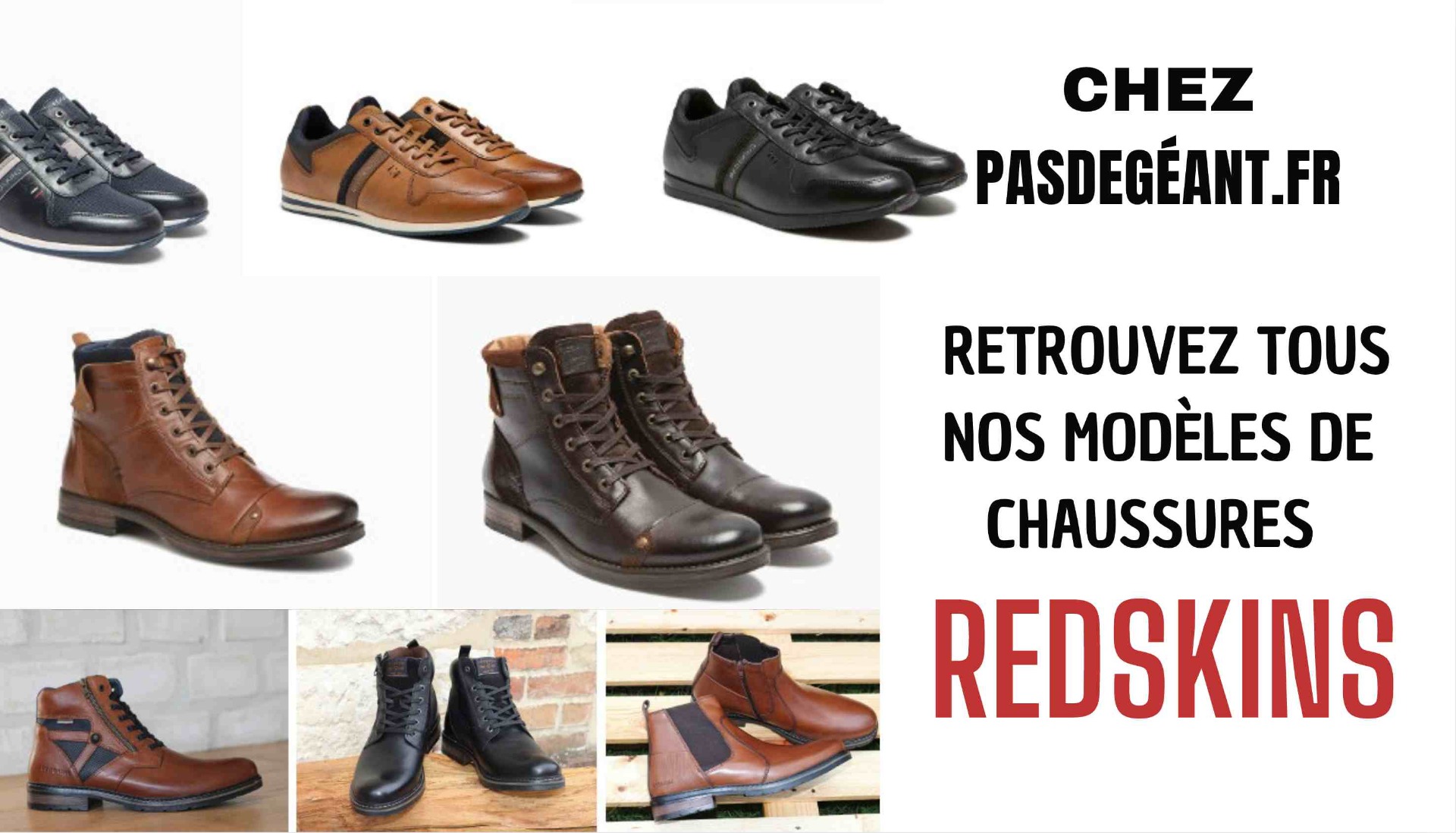 LES CHAUSSURES EN CUIR REDSKINS : DES MODÈLES TRÈS MASCULINS PROPOSÉS EN GRANDE POINTURE 47, 48, 49 ET AUSSI 50 !